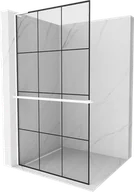 Ścianki i drzwi prysznicowe - Mexen Kioto+ L ścianka prysznicowa z półką Walk-in 100 x 200 cm, czarny wzór, biała - 800-100-123-20-77 - miniaturka - grafika 1