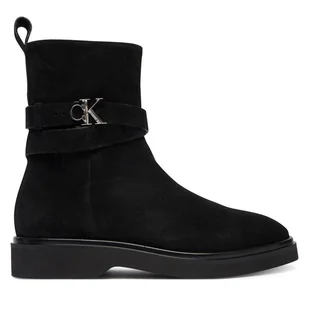 Botki Calvin Klein Ankle Boot W/ Metal Logo Sue HW0HW02664 Czarny - Botki damskie - miniaturka - grafika 1