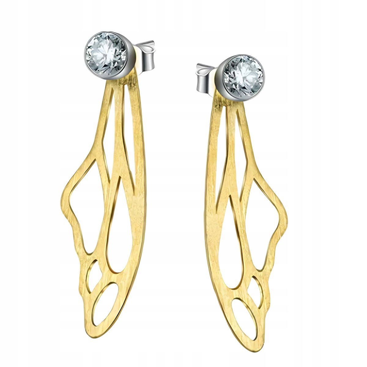 Kolczyki Złote Kolczyki Skrzydło Ważki Pozłacane Srebro 925 Kolczyki Trusky