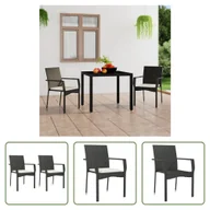 Fotele i krzesła ogrodowe - The Living Store Krzesła ogrodowe z poduszką 2 szt. Poli rattan czarny - miniaturka - grafika 1