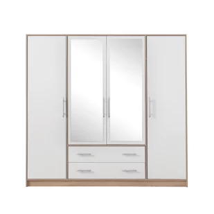 Szafa 4D Biała z Lustrem SRL1 Smart Meblar Biały Lux, Dąb Sonoma - Szafy - miniaturka - grafika 1