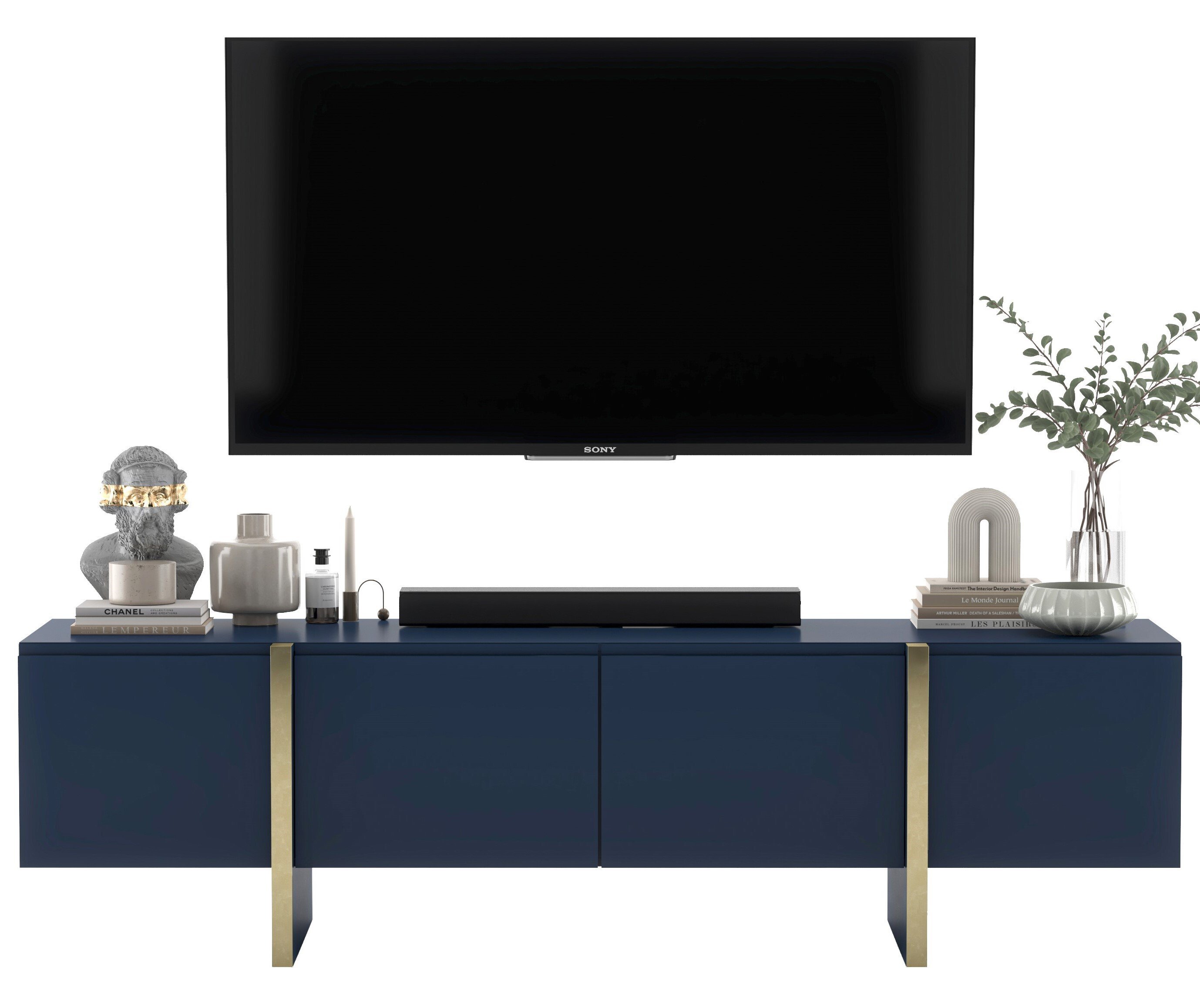 Szafka RTV Nowoczesna Komoda RTV Loft Glamour Granatowy Mat 180 cm