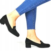 Półbuty damskie - Półbuty Obcas Buty Damskie Czółenka Wygodne Eleganckie Zamszowe Czarne 5 - Sergio Leone - miniaturka - grafika 1