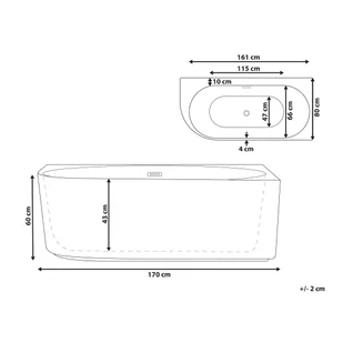 Wanna narożna lewa 170 cm x 80 cm czarna GOCTA - Wanny - miniaturka - grafika 10