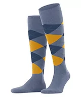 Skarpetki męskie - Burlington Mężczyźni King M KH Trwała Organiczna Bawełna długie z wzorem 1 Para, Niebieski (Ocean Melange 6663), 40-46 - miniaturka - grafika 1