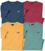 Koszulki męskie - Zestaw 4 koszulek Travel Mężczyzna Atlas For Men - Kolor : Granatowy - Rozmiar : L - miniaturka - grafika 1