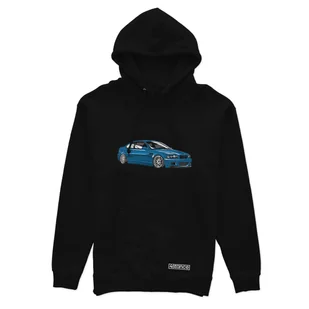 Czarna bluza z kapturem niebieskie BMW M3 E46-L - Odzież do sportów motorowych - miniaturka - grafika 1
