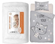 Pościel dla dzieci - Komplet do łóżeczka kołdra pościel podusia 100x135 kotek szary - miniaturka - grafika 1
