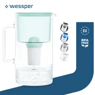 Dzbanki i imbryki - Dzbanek filtrujący wodę Wessper wykonany ze szkła 3 L Mint Kompatybilny z wkładami filtrującymi Brita Classic Zawiera 1 wkład filtrujący wodę - miniaturka - grafika 1