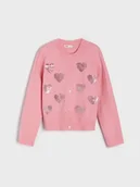 Swetry dla dziewczynek - Sinsay - Sweter zapinany na guziki - różowy - miniaturka - grafika 1