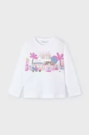 Bluzki dla dziewczynek - Mayoral longsleeve bawełniany dziecięcy kolor biały - miniaturka - grafika 1
