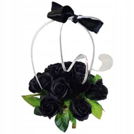 Sztuczne kwiaty - Kosz bukiet z różami mydlanymi w kolorze czarnym niezwykły PREZENT kobiety - miniaturka - grafika 1