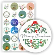 Akcesoria do pakowania - Świąteczne naklejki etykiety nalepki na święta Boże Narodzenie ma prezenty upominki paczki pod choinkę, arkusz 24 szt., drukant E-BN_07 - miniaturka - grafika 1