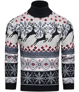 Sweter męski z golfem granat Recea - Swetry męskie - miniaturka - grafika 1