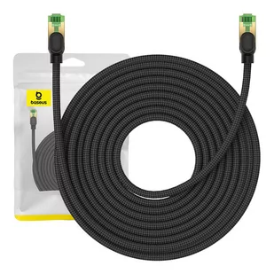 Kabel sieciowy w oplocie kat. 8 Baseus Ethernet RJ45, 40Gbps, 15m (czarny) - Kable miedziane - miniaturka - grafika 1