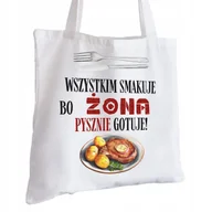 Torby i wózki na zakupy - Torba Bawełniana biała dla Żony Na Prezent ekologiczna Trwały Nadruk - miniaturka - grafika 1