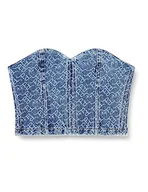 Kamizelki damskie - PINKO Damska kamizelka Primato Bustino z logo Las, Zg4_bianco/Blu Scuro, 40 - miniaturka - grafika 1