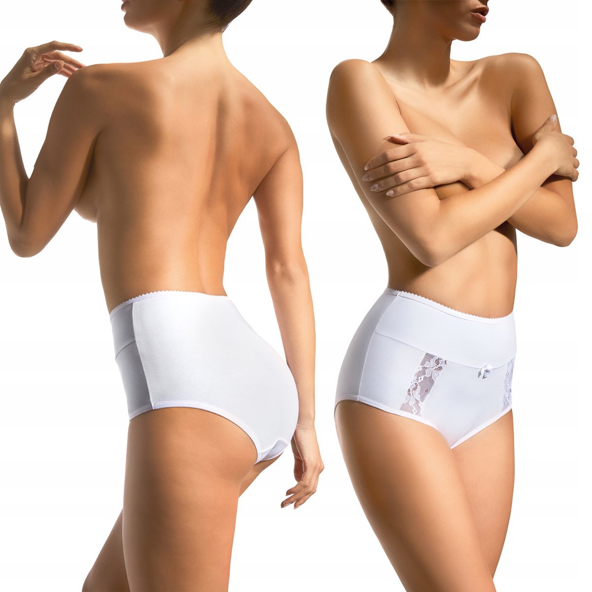 Majtki Babell 005 - Bawełna Koronka - BIAŁE - 3XL