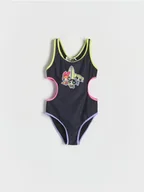 Stroje kąpielowe dla dziewczynek - Reserved - Jednoczęściowy kostium kąpielowy Atomówki - czarny - miniaturka - grafika 1