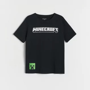 Koszulki dla chłopców - Reserved - T-shirt oversize Minecraft - Czarny - grafika 1
