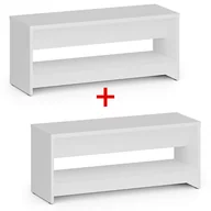 Wyposażenie sportowe i gimnastyczne - Ławka szatniowa z półka na obuwie 1+1 GRATIS, wzmocniona, 1000 mm, biały - miniaturka - grafika 1