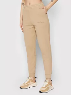 Tommy Hilfiger Spodnie dresowe Script WW0WW31776 Beżowy Regular Fit - Spodnie sportowe damskie - miniaturka - grafika 1