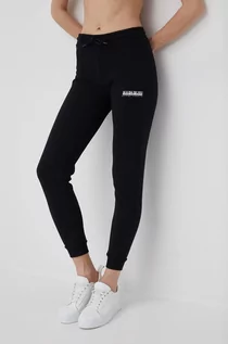 Spodnie damskie - Napapijri spodnie damskie kolor czarny z nadrukiem - grafika 1