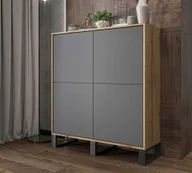 Szafki RTV - Szafka RTV Industrialna Komoda RTV Loft Dąb wotan Grafit MAT 113 cm Metalowe nogi Czarne - miniaturka - grafika 1