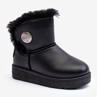 Buty dla dziewczynek - Dziecięce Śniegowce Ocieplane Futerkiem Czarne Big Star MM374082 - miniaturka - grafika 1
