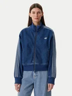 Bluzy damskie - adidas Bluza adicolor Denim JD2570 Niebieski Regular Fit - miniaturka - grafika 1
