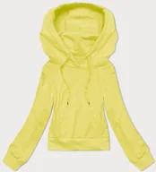 Bluzy damskie - Krótka bluza dresowa z kapturem cytrynowa (8B939-33) - J STYLE - miniaturka - grafika 1
