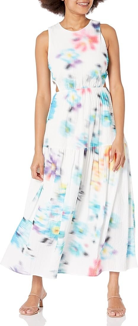 DESIGUAL SUKIENKA BIAŁA WE WZÓR PROSTA MAXI XS JHQ