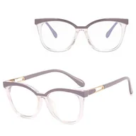 Okulary korekcyjne, oprawki, szkła - Damskie kocie oczy okulary zerówki do komputera BLUE LIGHT 25144C Jasny fiolet - miniaturka - grafika 1