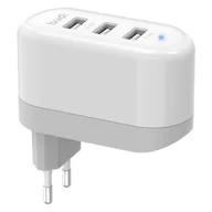 Ładowarki do telefonów - Budi - Ładowarka sieciowa 3x USB, 24W, składana wtyczka (Biały) - miniaturka - grafika 1