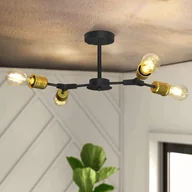 Lampy sufitowe - ZMH Lampa Sufitowa Vintage Lampa Sufitowa Czarna Retro E27 4 Płomienna Industrialny Żyrandol Metalowy Rustykalny Do Przedpokoju Salonu Sypialni Kuchni - miniaturka - grafika 1