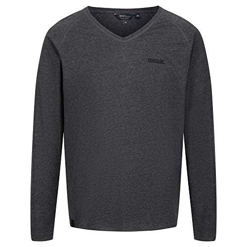 Regatta męska koszulka Kiro Coolweave z długim rękawem dekolt w serek t-shirty/koszulki polo/kamizelki, czarna, XXL