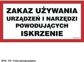 Tablice BHP - TD Systems ND057 - Zakaz używania urządzeń i narzędzi powodujących iskrzenie 400x200 - miniaturka - grafika 1