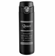 Kubki termiczne - Kubek termiczny czarny z grawerem dla kulturysty na urodziny - miniaturka - grafika 1