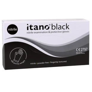 Itano Black, Czarne rękawiczki nitrylowe bezpudrowe, rozm. L, 100 szt. - Rękawiczki jednorazowe - miniaturka - grafika 1