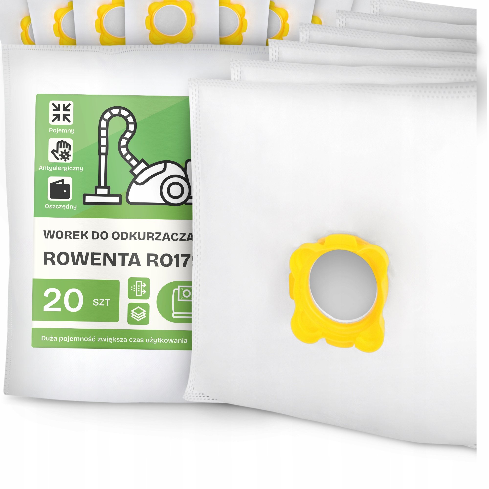 20x Worek do Odkurzacza Rowenta RO1795 Syntetyczny Mikrowłókna Duży Work G9