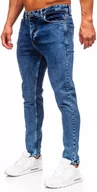 Spodnie męskie - Granatowe spodnie jeansowe męskie regular fit Denley 6067 - miniaturka - grafika 1