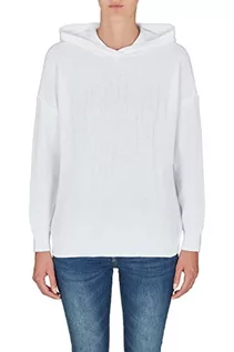 Bluzy damskie - Armani Exchange Damska bluza z kapturem, z dzianiny z przodu, Optic. White, S, Optic. biały, S - grafika 1