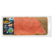 Ryby wędzone - Carrefour Targ Świeżości Łosoś atlantycki filet wędzony na zimno plastry 250 g - miniaturka - grafika 1