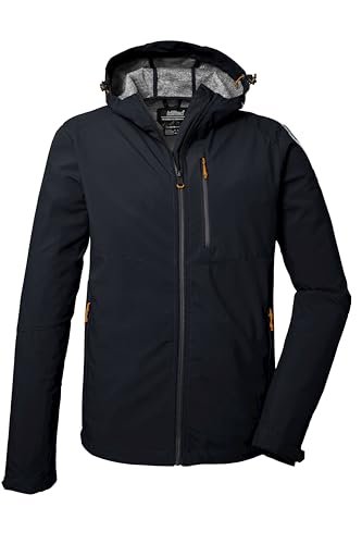 killtec Męska kurtka softshellowa/kurtka outdoorowa z kapturem KOS 259 MN SFTSHLL JCKT, czarno-niebieska, M, 41367-000