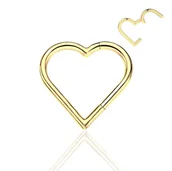 Kolczyki - Tytanowy, złoty Clicker w kształcie serca 1.2/8 - miniaturka - grafika 1