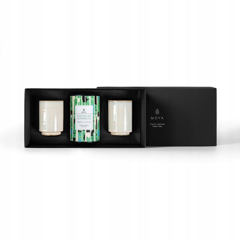 Zestaw prezentowy zielona herbata Moya Matcha Iri Genmaicha i 2 kubki Josei