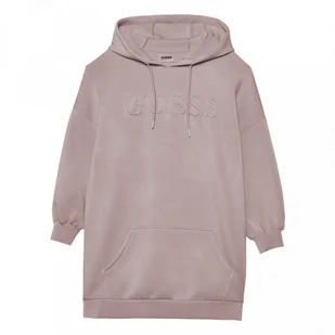 Damska bluza dresowa nierozpinana z kapturem Guess Cindra - beżowa - GUESS - Bluzy sportowe damskie - miniaturka - grafika 1