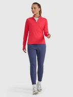 Spodnie sportowe damskie - 4F Spodnie do biegania w terenie szybkoschnące damskie - granatowe L - miniaturka - grafika 1