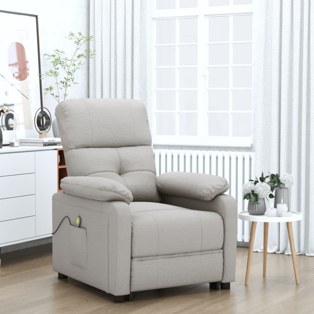 vidaXL vidaXL Fotel masujący, taupe, tkanina