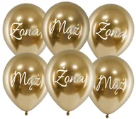 Wesele i ślub - Balony chrom, złote, Mąż, Żona 6 szt. Ślub - miniaturka - grafika 1